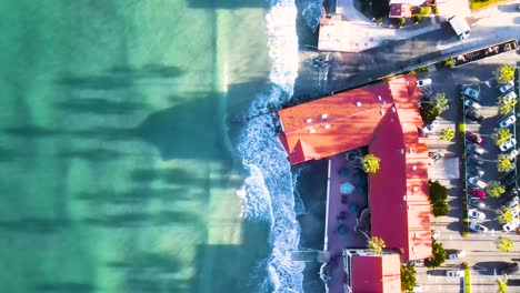 aerial view of la jolla shores, high tide, drone view