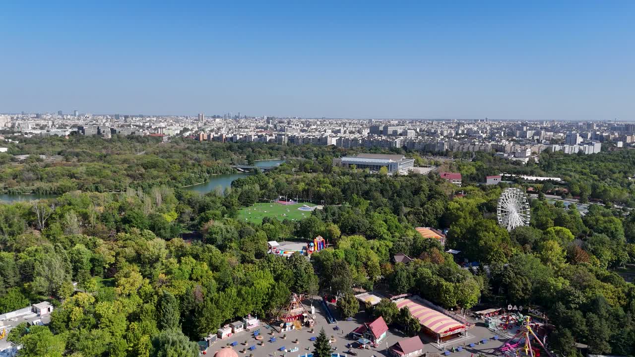 Aerial View of Herăstrău Park in Bucharest, Romania