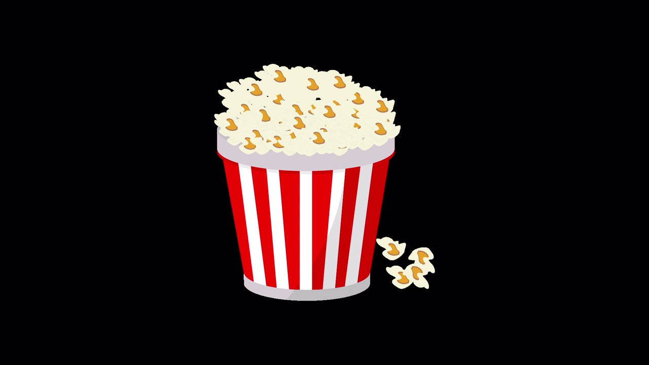Secchiello di popcorn animato che si riempie e trabocca