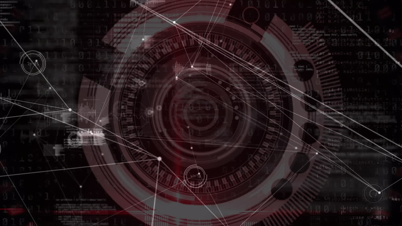 스 스캔을 통해 데이터 처리를 하는 연결 네트워크의 애니메이션