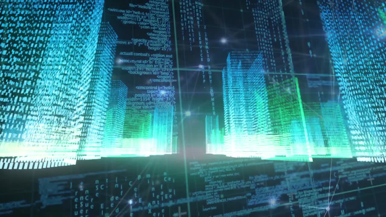 건물의 3d 도면에 대한 데이터 처리 애니메이션