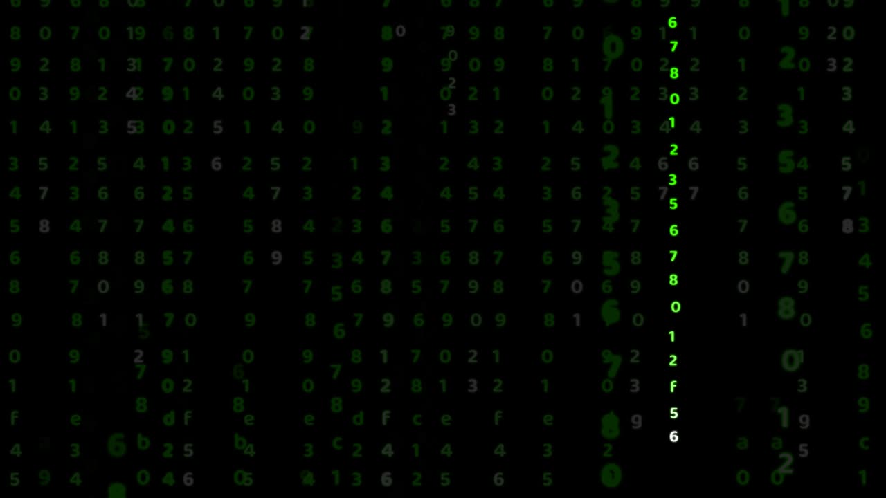 Matrix numeric green color abstract text effect motion on black screen
