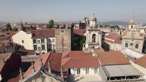 remnants of braga castle and keep tower, portugal