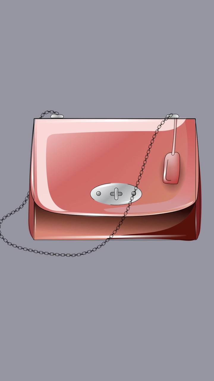 Animazione di borsa rossa ripetuta su sfondo grigio