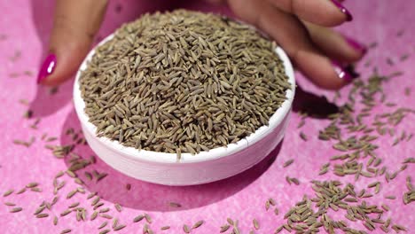 black cumin seeds are kept on a tray