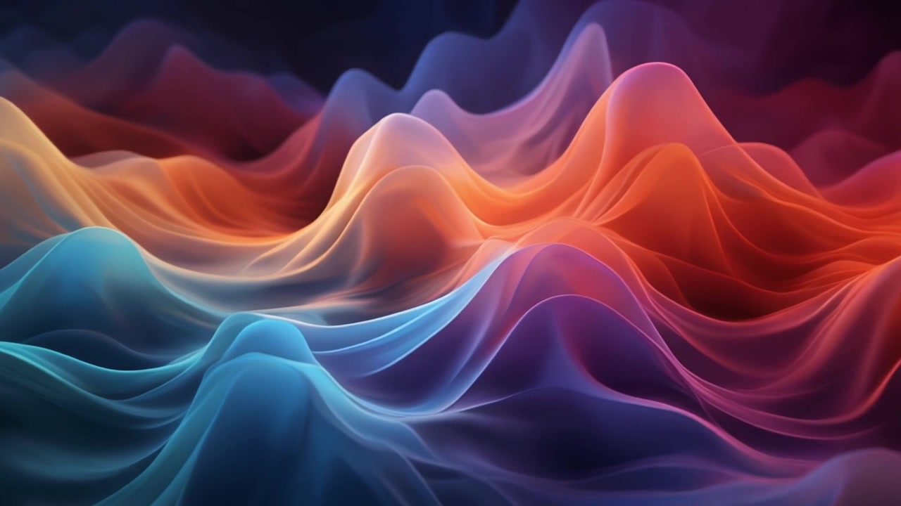 Onde fluide astratte di luce vibrante arancione e blu