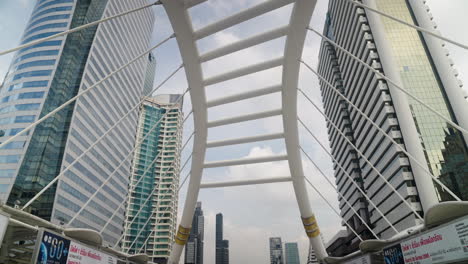 best bangkok city establisher opening intro landmark, urban financial business city district center at chong nonsi sathorn, huge skywalk in the center of the city,