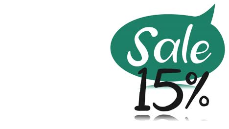 animation. advertising banner, poster. speech bubble with inscription sale, discount 15 percents, on white background. for online stores, sales, social networks, different internet platforms