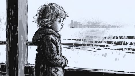 un niño solitario que parece triste y afligido
