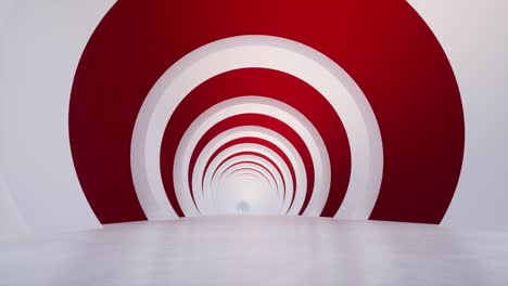 red white round corridor futuristic concept cyberspace modern architecture building future technology tunnel able to loop seamless 4k