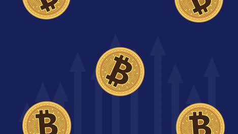 bitcoins con flechas animación de criptomoneda