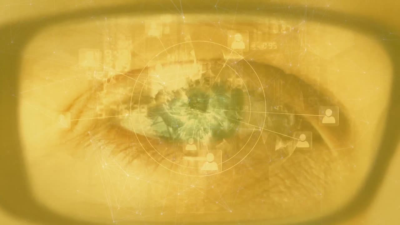 데이터 처리 및 눈 위의 연결 네트워크의 애니메이션