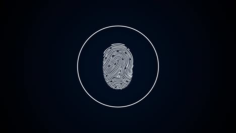 digital fingerprint sign. animation. touch fingerprint on dark background. pulsating circles indicate fingerprint to unlock or grant access