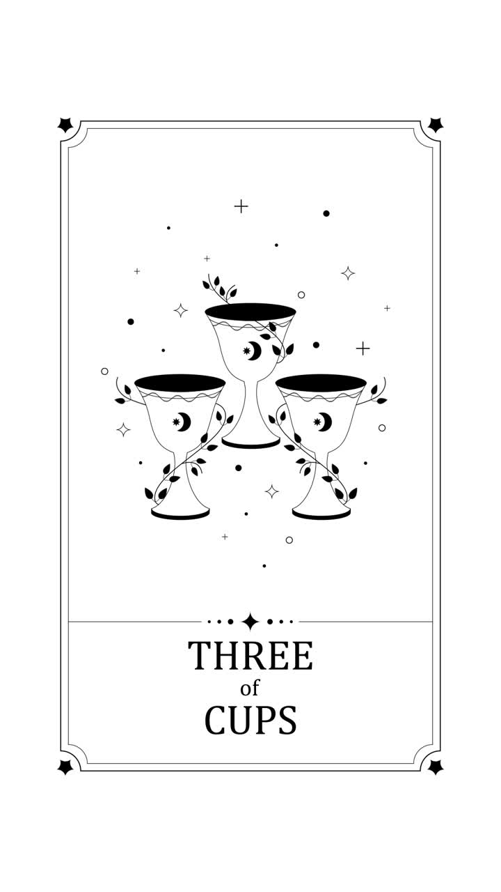 Animated Three of Cups Tarot Card Reveal