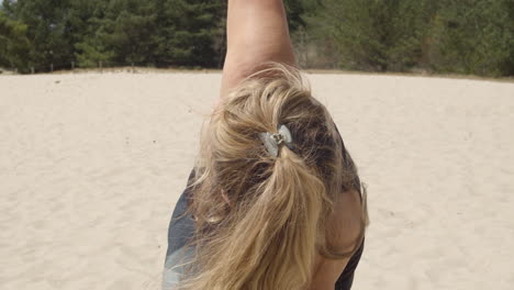 close up of woman doing yoga exercise