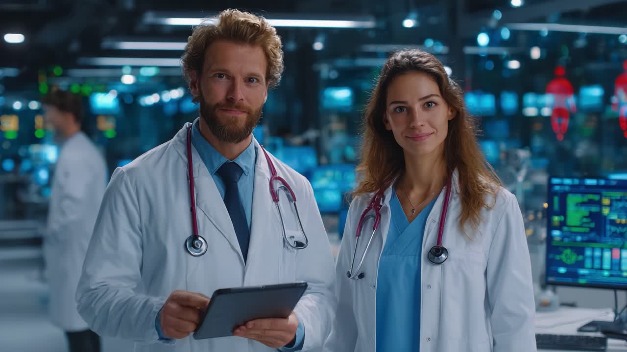 Un team professionale di esperti medici collabora in un ambiente sanitario high-tech, dimostrando il proprio impegno per la cura del paziente e la tecnologia innovativa