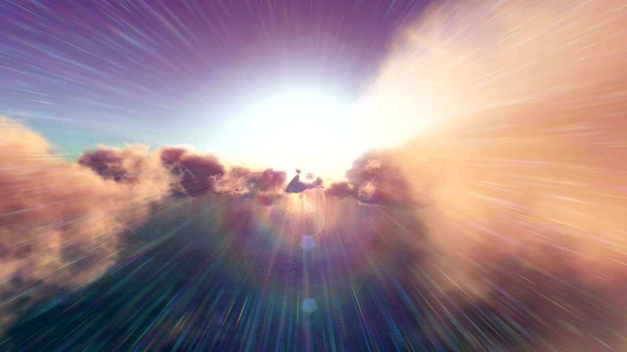 夕暮れの空を飛ぶ 雲と海 4k