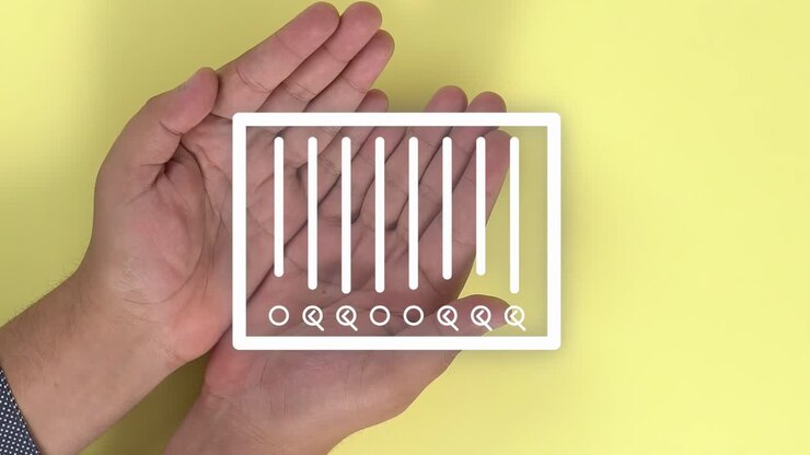 Symbol of a sheet of written notes and checks animation appearing appears in 2 hands that are opened in the form of a book