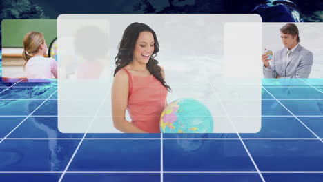 diferentes personas sosteniendo un globo terrestre con una imagen de la tierra cortesía de nasa.org