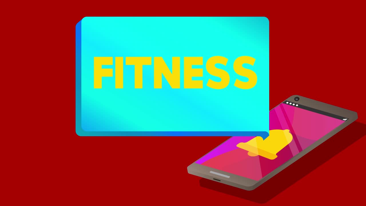Fitness Text on notification bubble from portable information device screen.