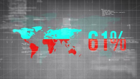 Animation-of-coronavirus-Covid-19-spreading,-numbers-increasing,-world-map-with-data-processing