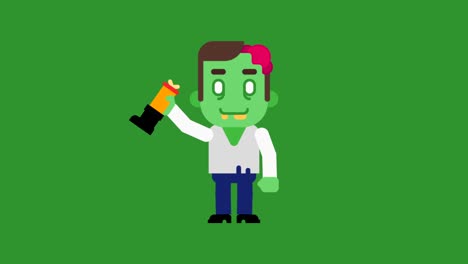 un personaje de dibujos animados de zombies. felicidades por halloween.