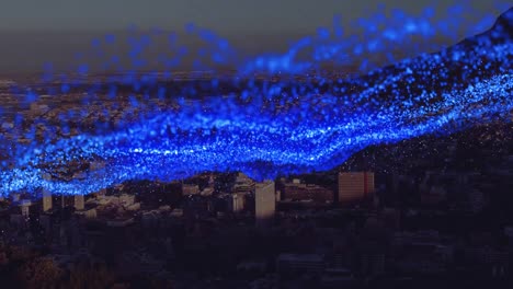 animation of blue spots over cityscape