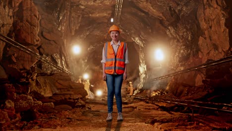 female engineer in a mine tunnel