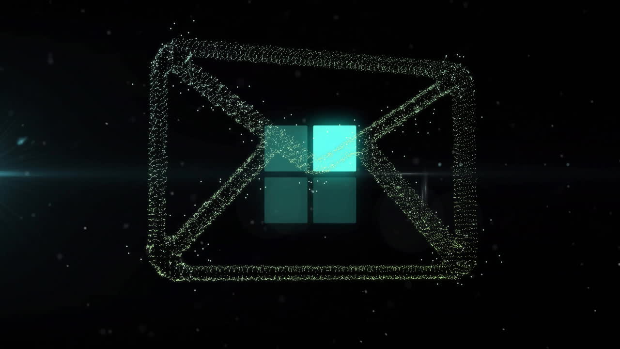 Animation of email icon over squares and data loading
