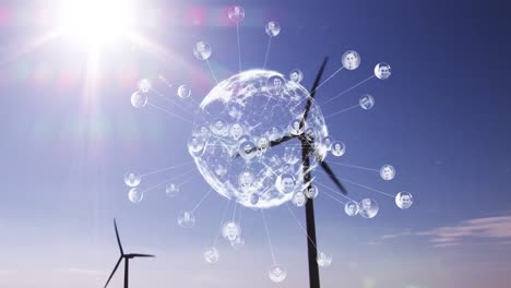 Animation-of-globe-with-people-icons-over-wind-turbines