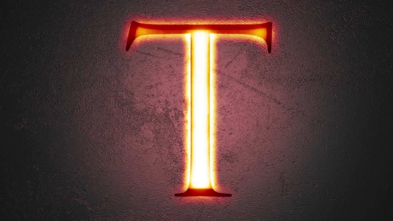 새겨진 글자 t 빛나는