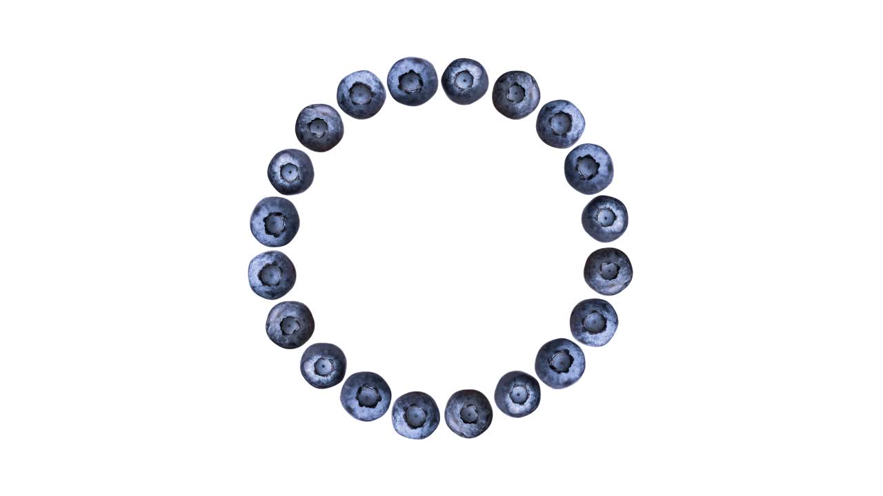 색 배경에 블루베리의 둥근 프레임을 멈추십시오