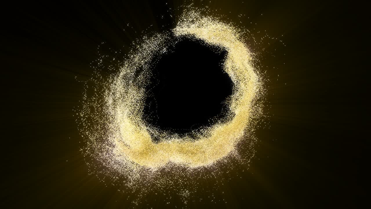 빛나는 금 입자 포털 황금 파동 배경 광학 마법 효과 4k