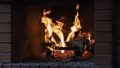 fire in a fireplace. slow motion