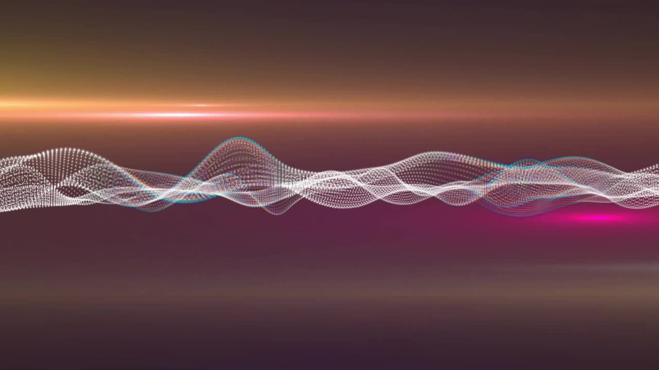 Animation of shapes moving over neon light trail