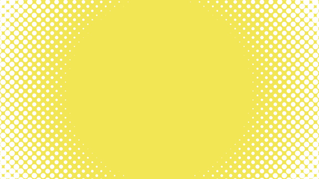 borde redondo de medio tono abstracto con puntos blancos en un fondo amarillo. gráficos de movimiento de paleta de colores de moda