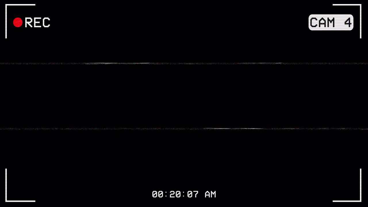 Security Camera Recording Interface with Static and Glitch Effect