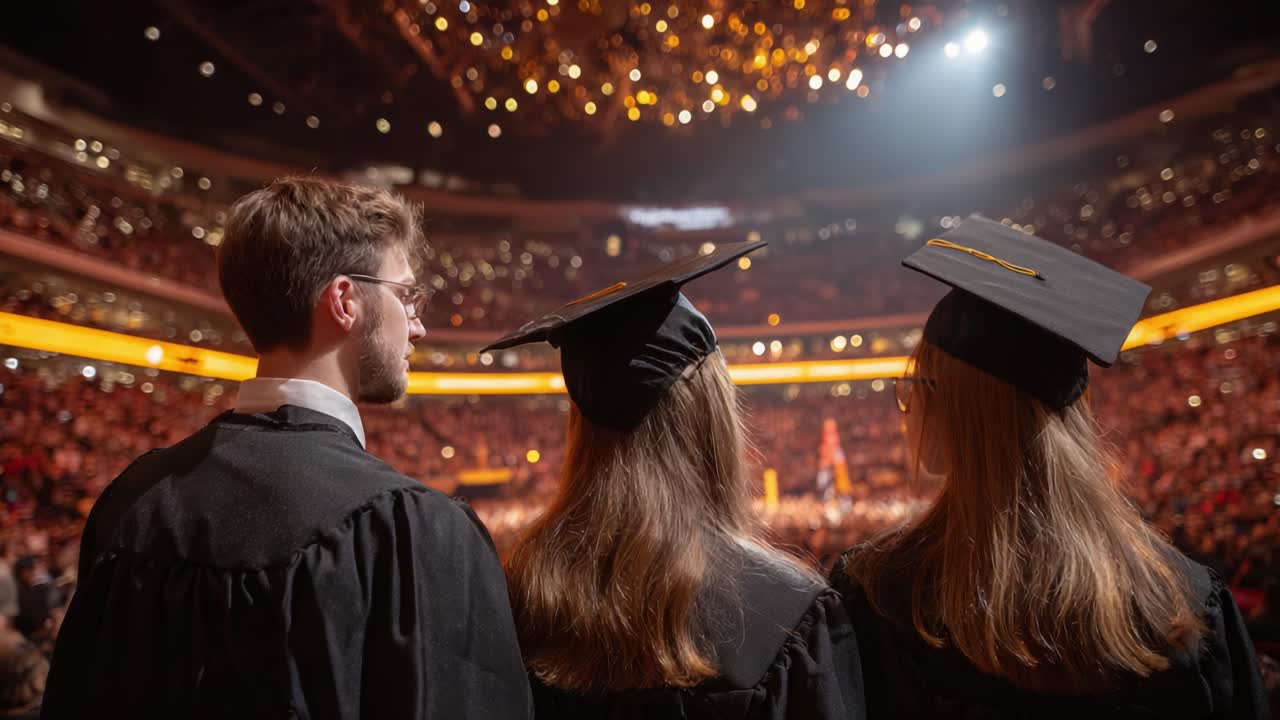 Graduation Ceremony: A Moment of Anticipation as Graduates Celebrate Their Achievement Amongst a Crowd in a Grand Venue