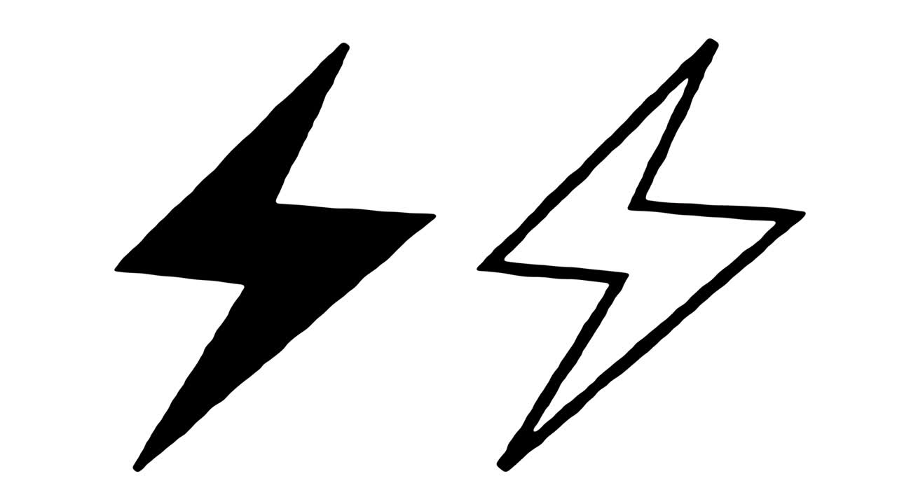 Abstract funny hand drawn lightning on white background. Cartoon cute element in trendy vintage stop motion style. Seamless loop doodle sketch animation for creative design project.