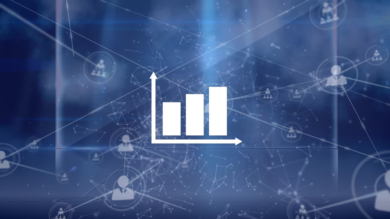 animación del diagrama sobre la red de conexiones sobre fondo azul