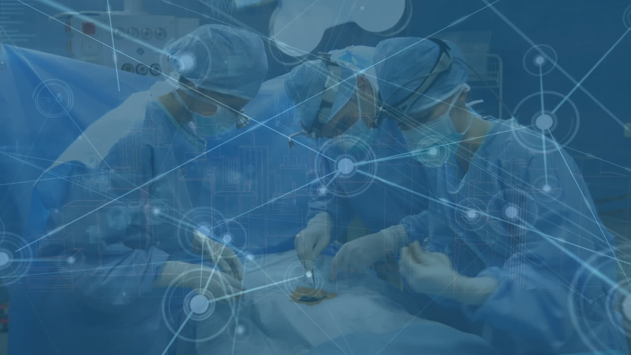수술 중 다양한 외과 의사 간의 연결 네트워크의 애니메이션