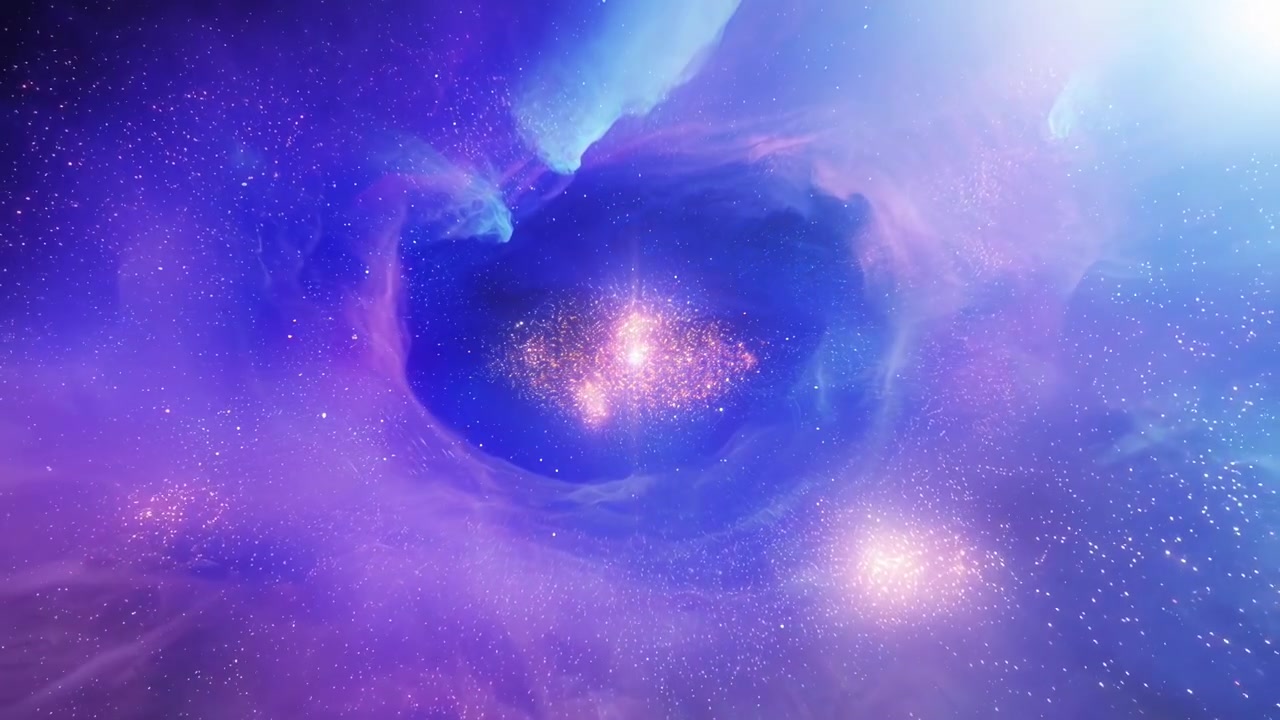 Perjalanan Kosmik Abstrak Melalui Nebula dan Bintang yang Berwarna-warni