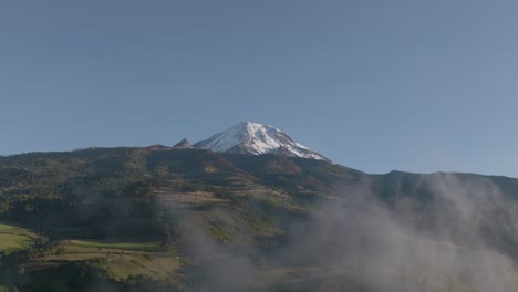 Tall-Mountain-Peak-of-Pico-de-Orizaba-Volcano-in-Veracruz,-Mexico---Aerial