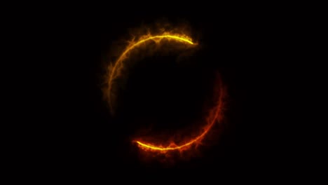 animation orange light ball on black background.