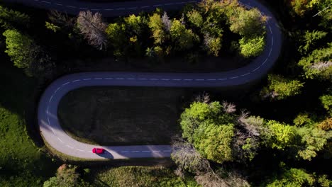aerial shot of a u-turn in the french