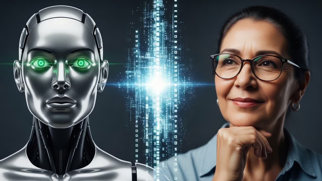 Exploring the Intersection of Humanity and Technology: A Reflective Dialogue Between a Woman and a Futuristic Robot