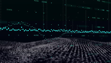 animación del procesamiento de datos financieros sobre un fondo oscuro