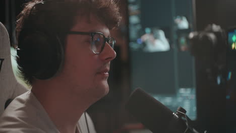 man streaming in home studio