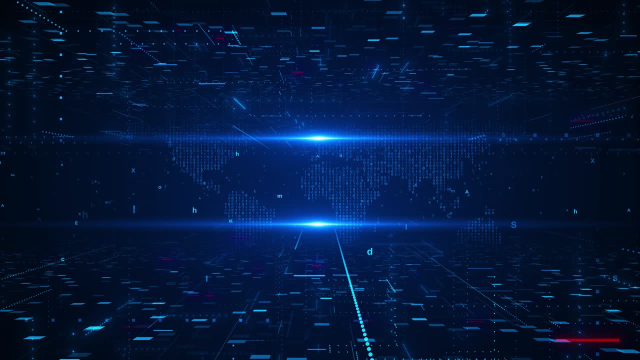 Deep learning moving big data flow cyber big data flow particles tech business or science background