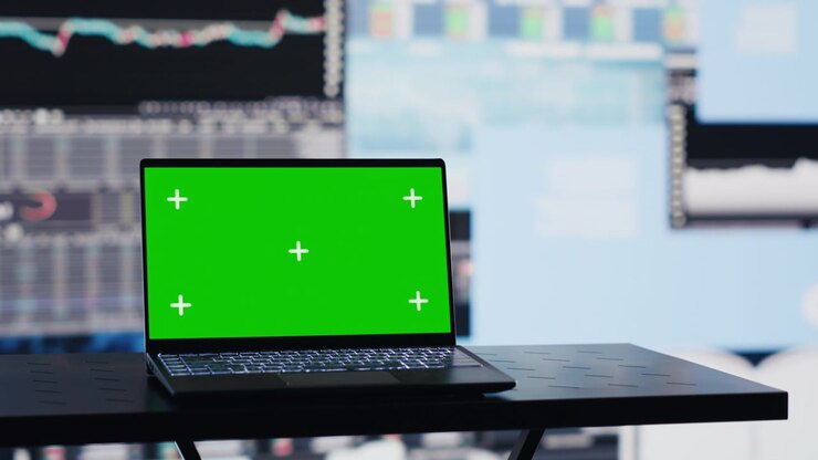 Il display per computer con chroma key supporta l'analisi delle tendenze finanziarie